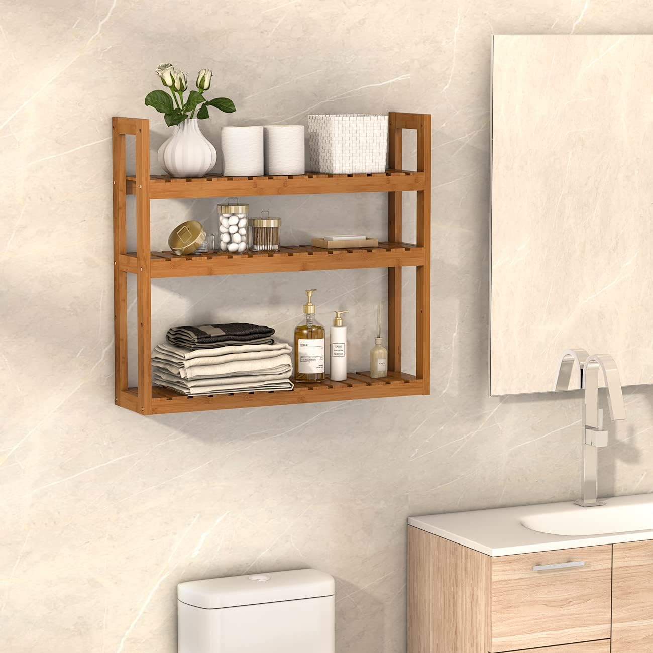 Bamboo Over Toilet Storage Shelf