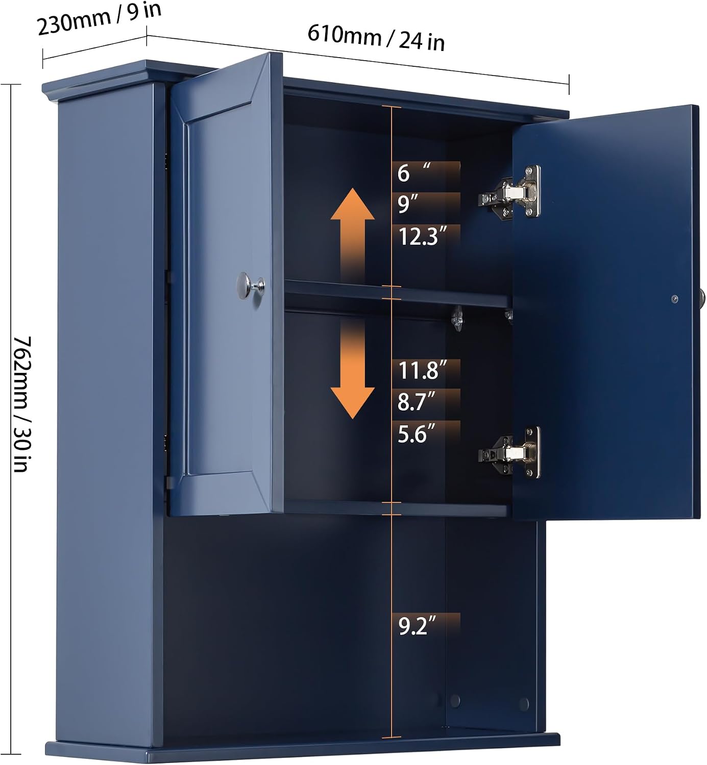 Navy Blue Bathroom Wall Storage Cabinet