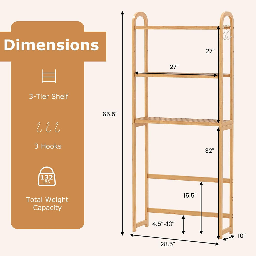 3-Tier Bamboo Over Toilet Storage Rack