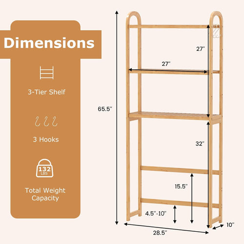 3-Tier Bamboo Over Toilet Storage Rack