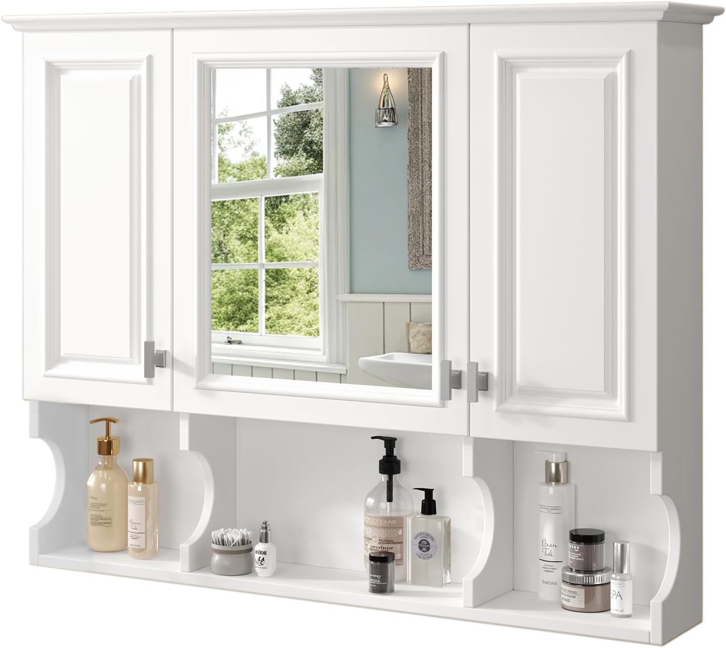 Virubi White 3-Door Mirror Medicine Cabinet