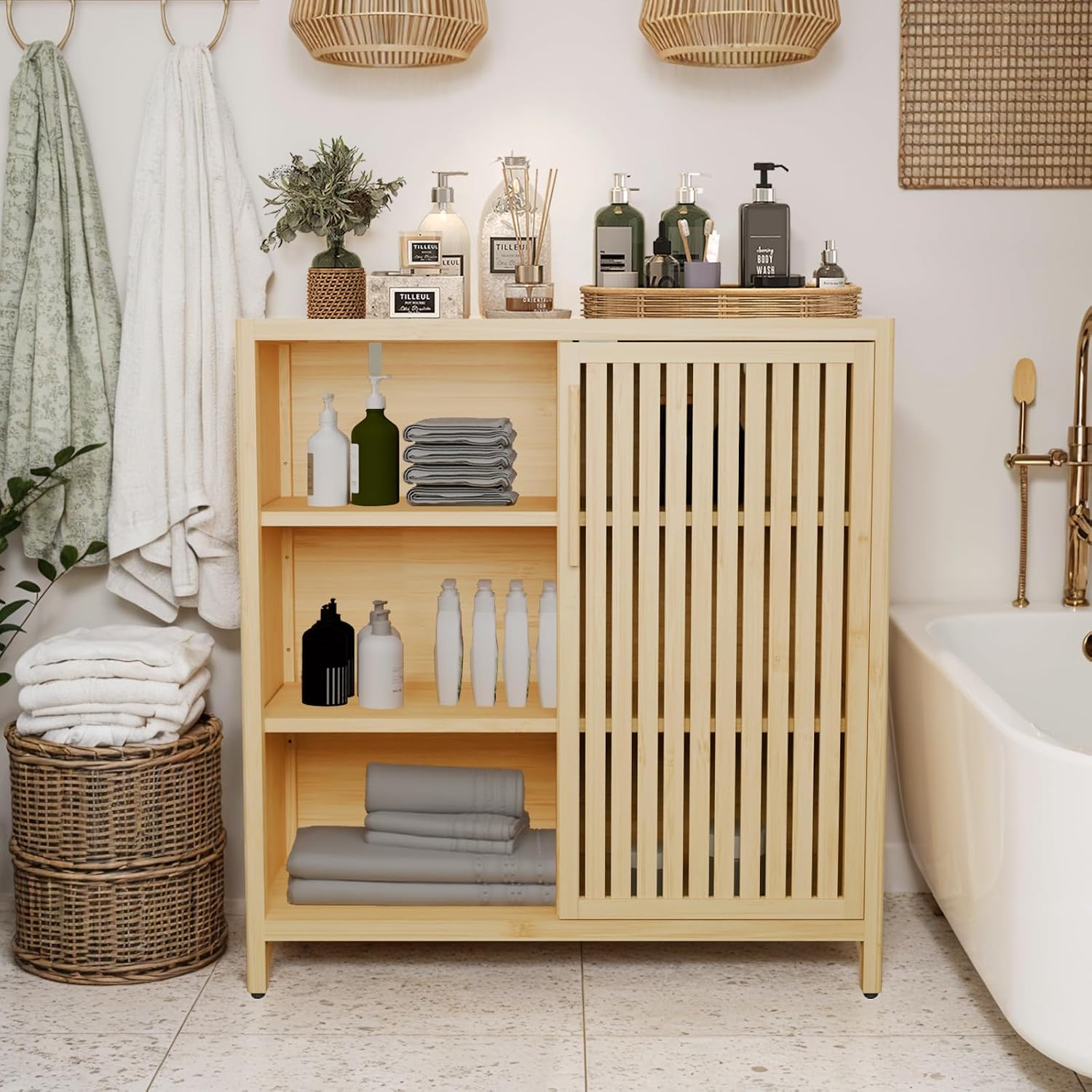 Bamboo Freestanding Bathroom Cabinet
