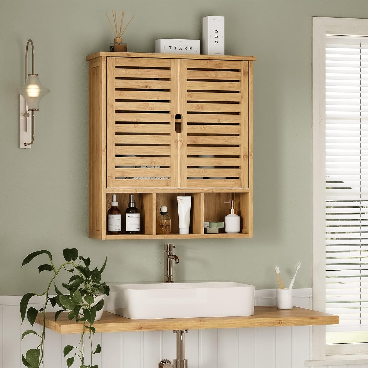 Bamboo Wall Mount Bathroom Cabinet