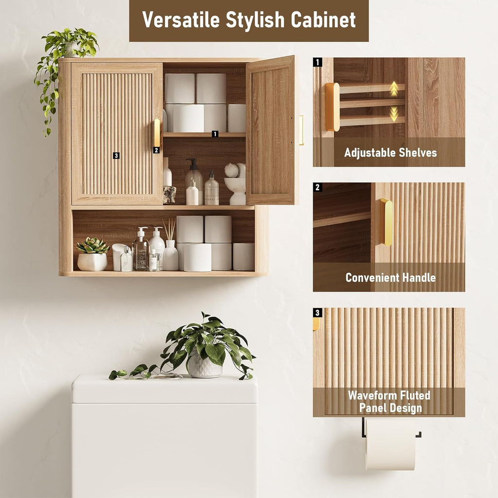 Oak Over Toilet Bathroom Wall Cabinet