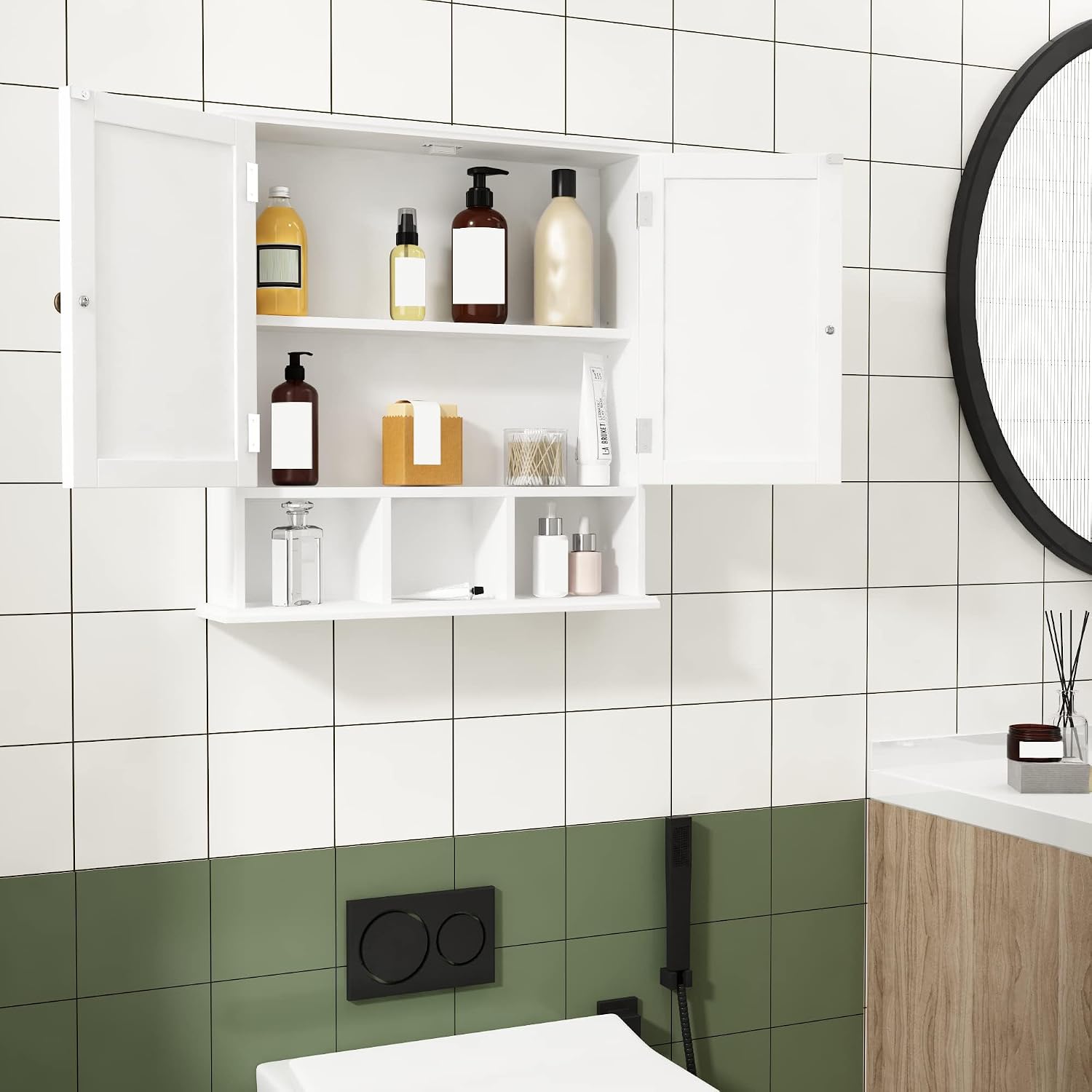 White Wall Mounted Bathroom Storage Cabinet