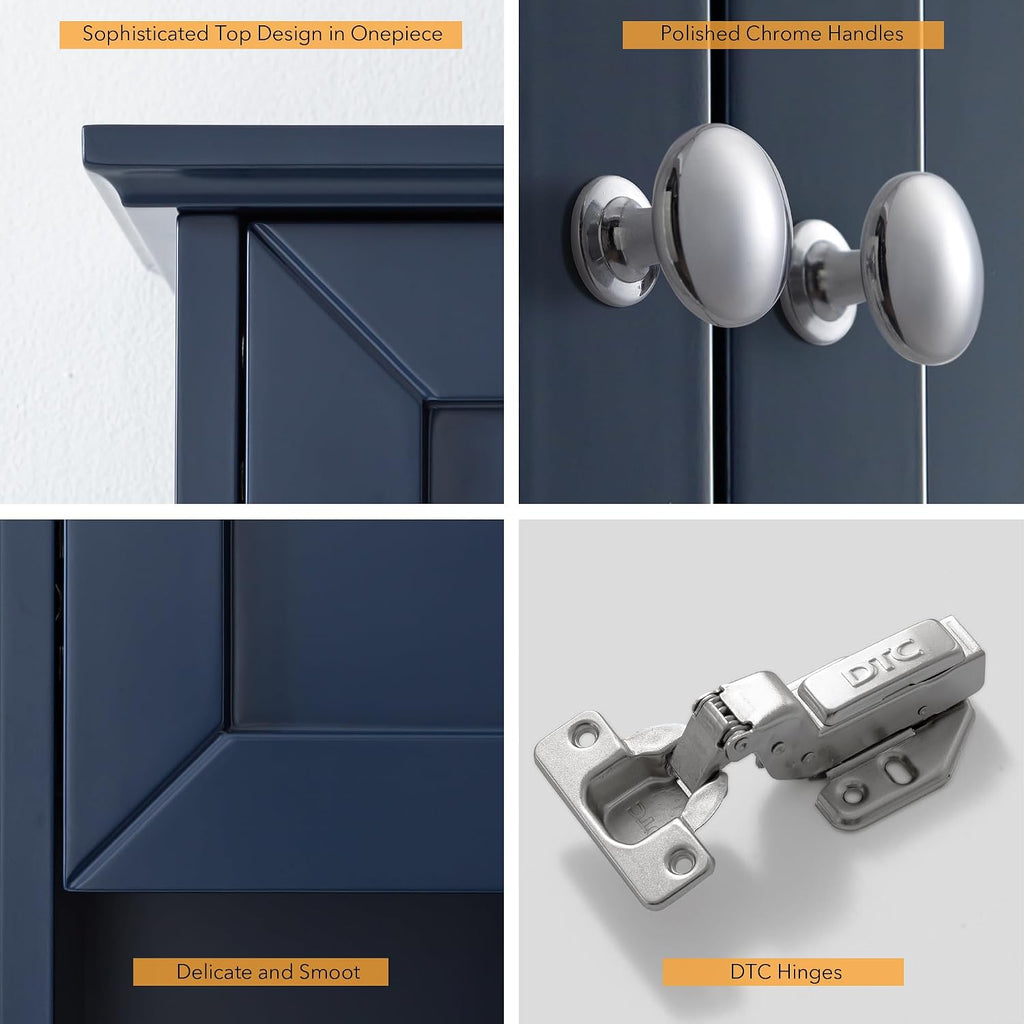 Navy Blue Bathroom Wall Storage Cabinet