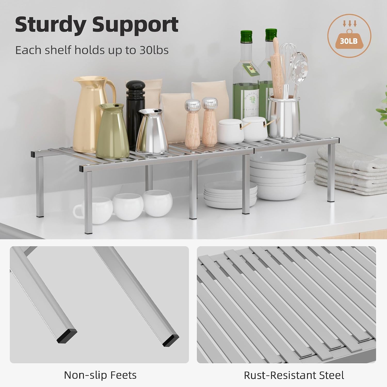Stackable Metal Storage Shelf Set of 4