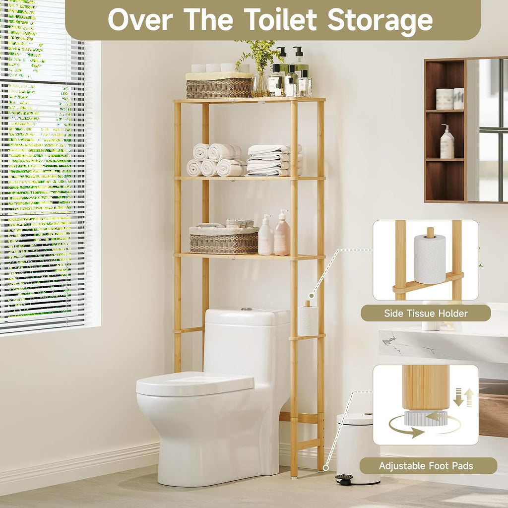 Bamboo Freestanding Over Toilet Shelf
