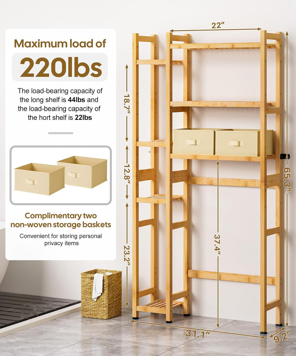 Bamboo Over Toilet Storage Rack