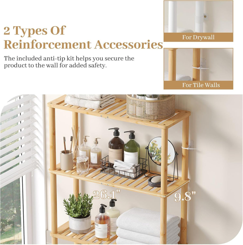 Bamboo Freestanding Over Toilet Shelves