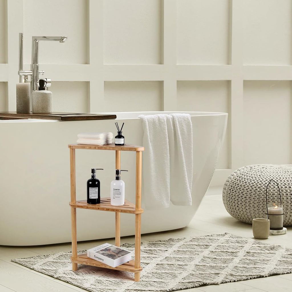 Bamboo Freestanding Shower Corner Shelf