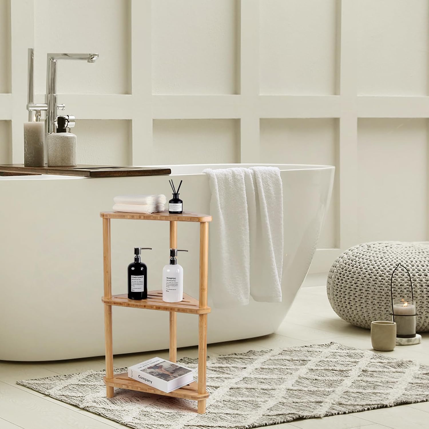 Bamboo Freestanding Shower Corner Shelf