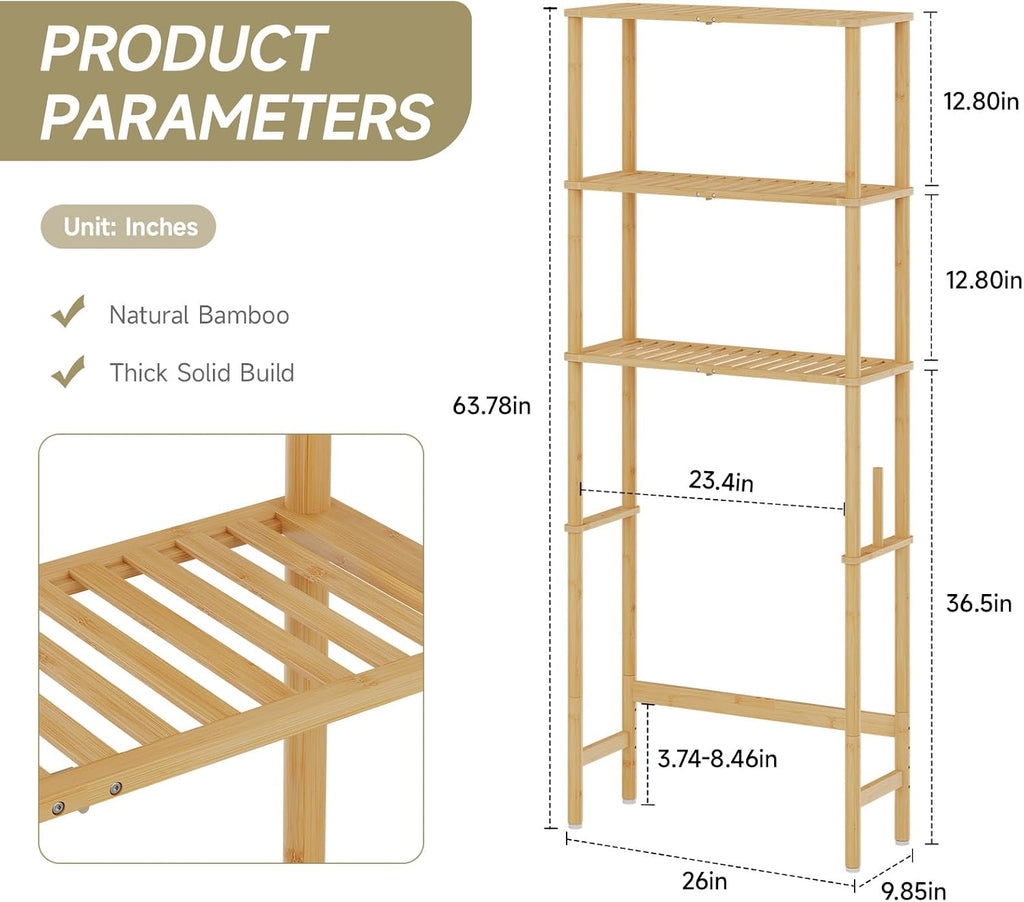 Bamboo Freestanding Over Toilet Shelf