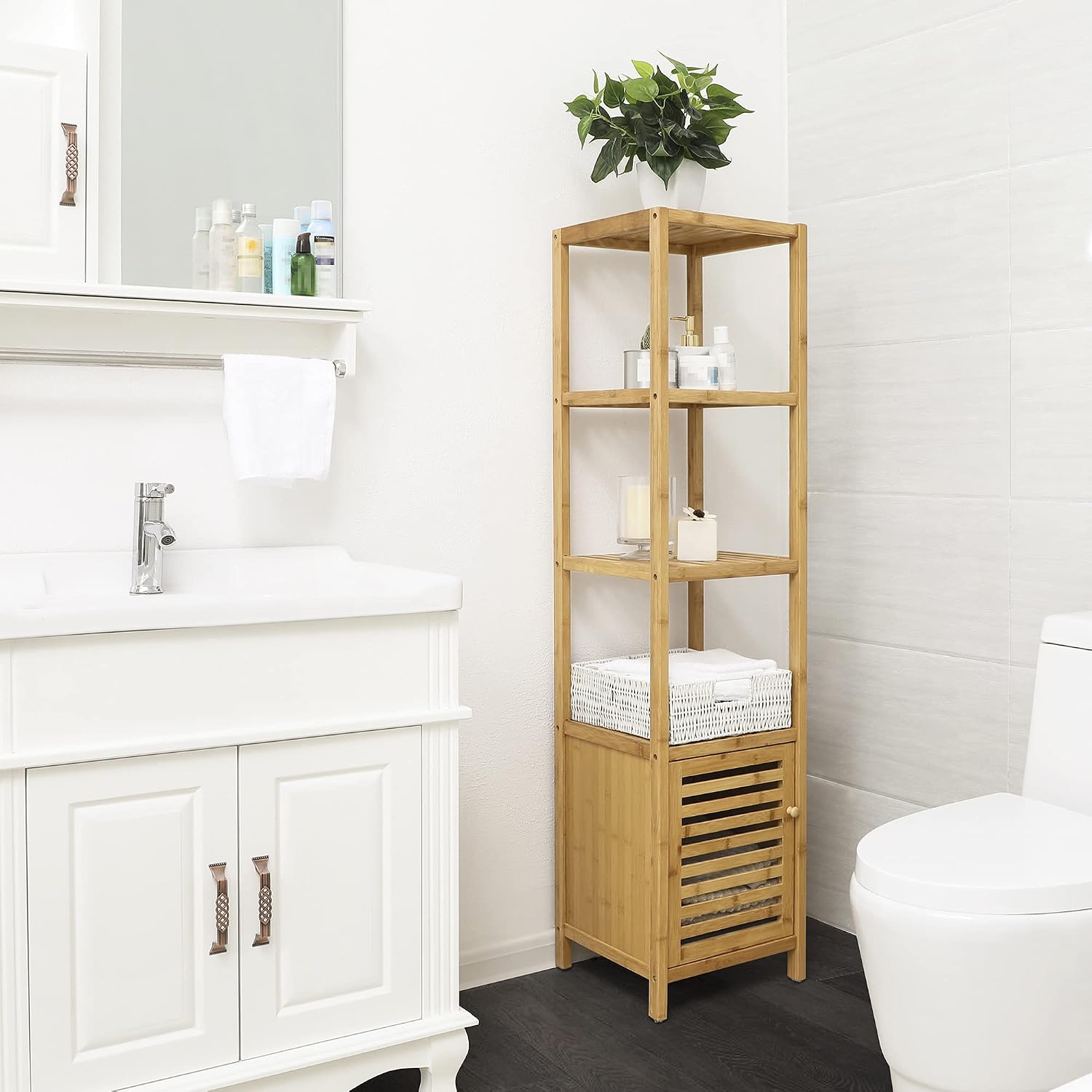 Bamboo Freestanding Bathroom Storage Rack