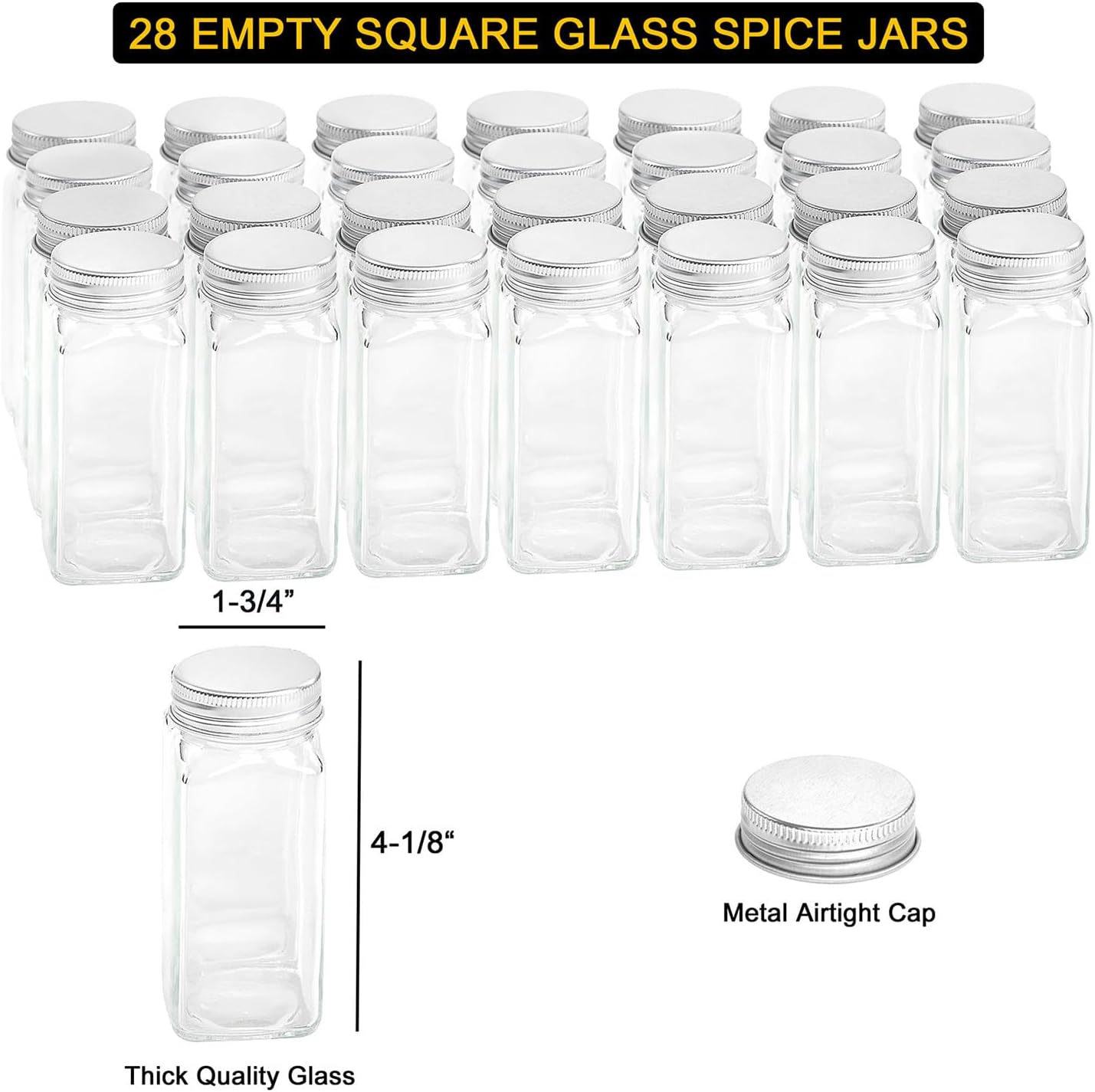 Spice Rack Organizer with 28 Spice Jars Set