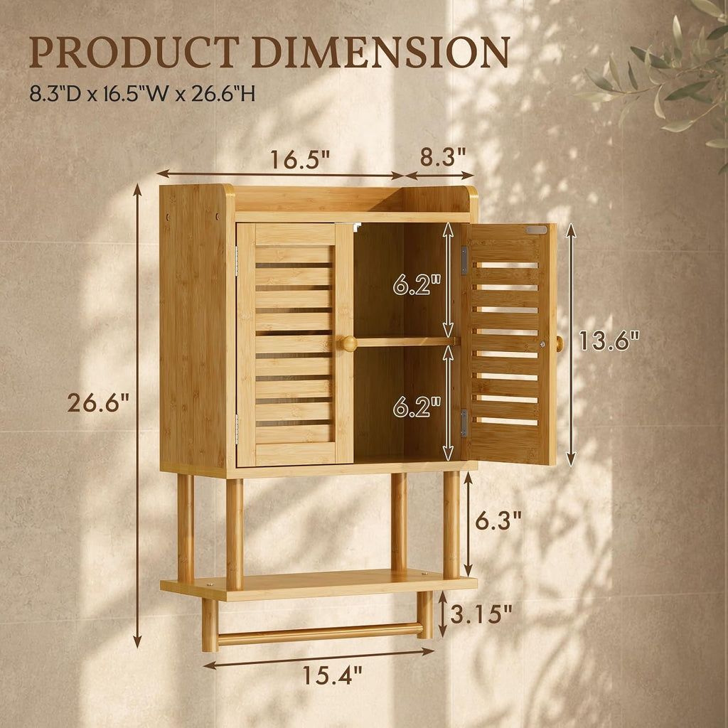 Bamboo Wall Mount Over Toilet Cabinet