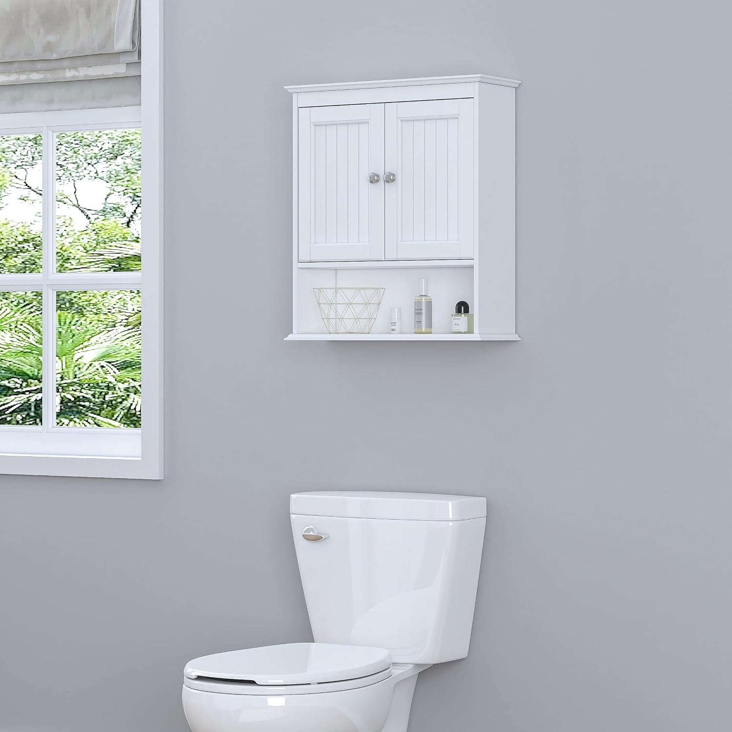 White Over Toilet Bathroom Wall Cabinet