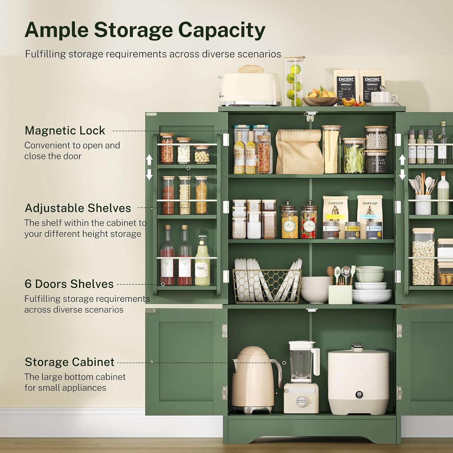 4 Doors Freestanding Kitchen Storage Cabinet