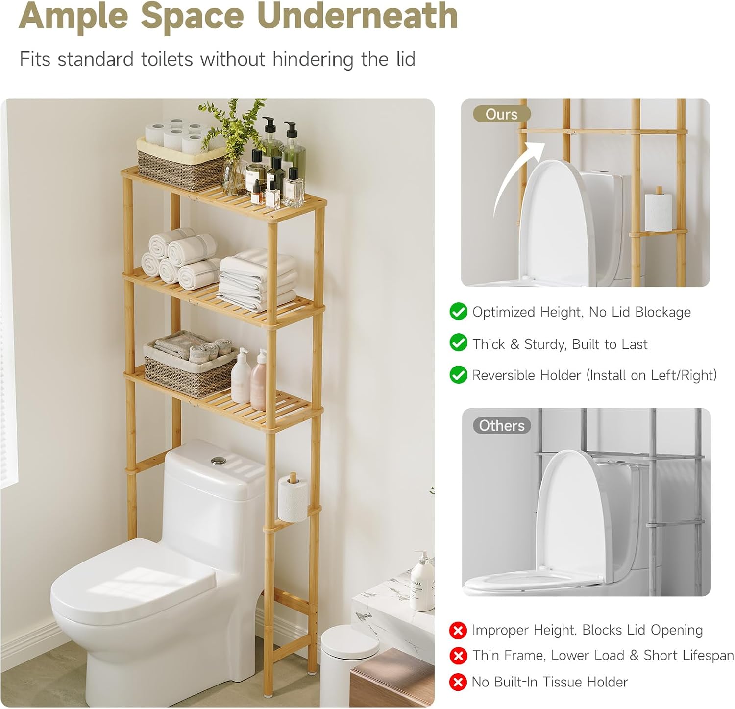 Bamboo Freestanding Over Toilet Shelf