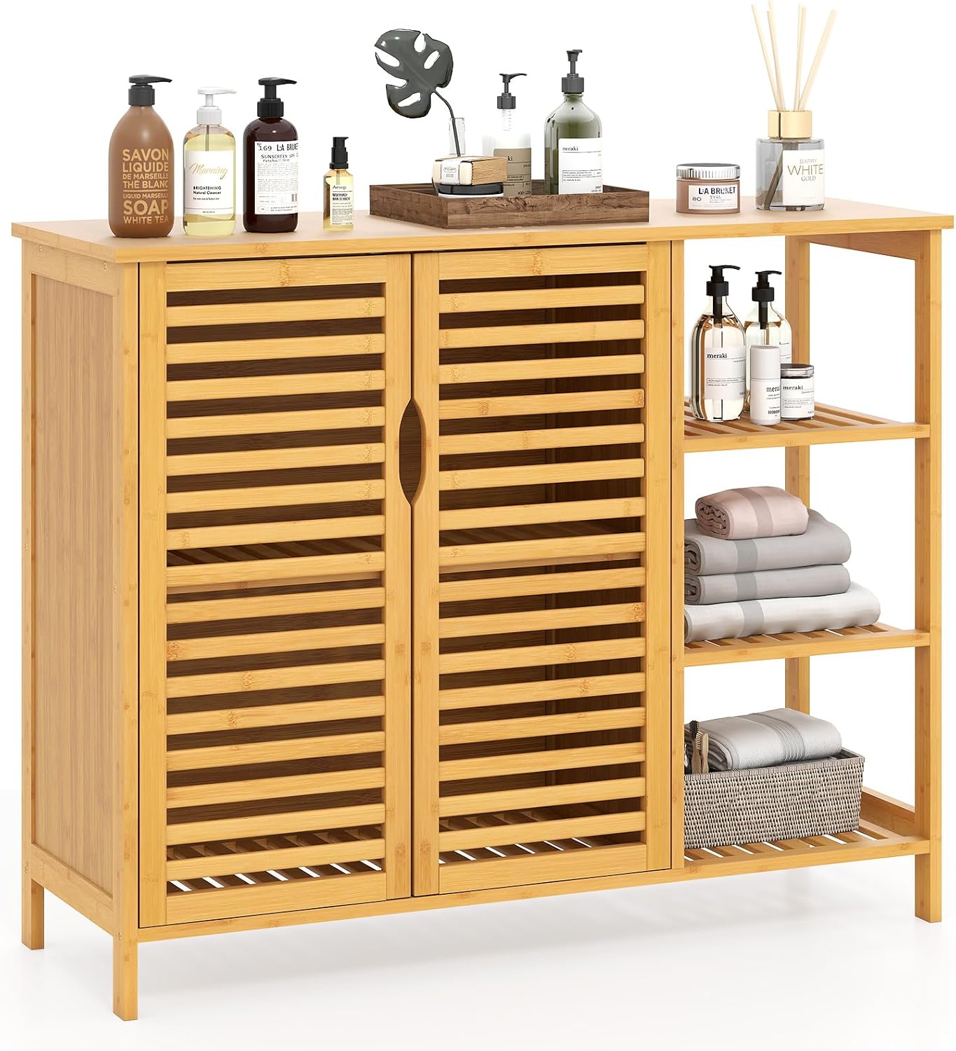 Bamboo Freestanding Bathroom Storage Cabinet