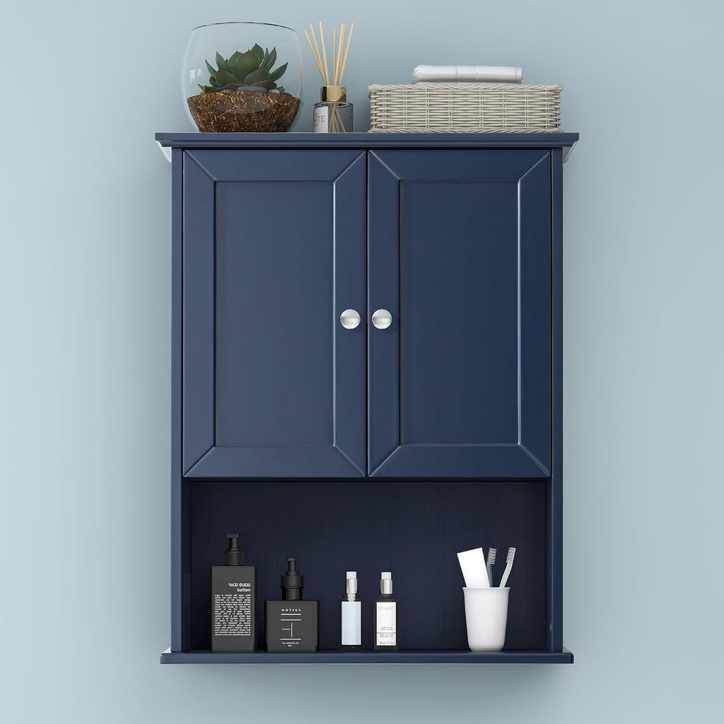 Navy Blue Bathroom Wall Storage Cabinet