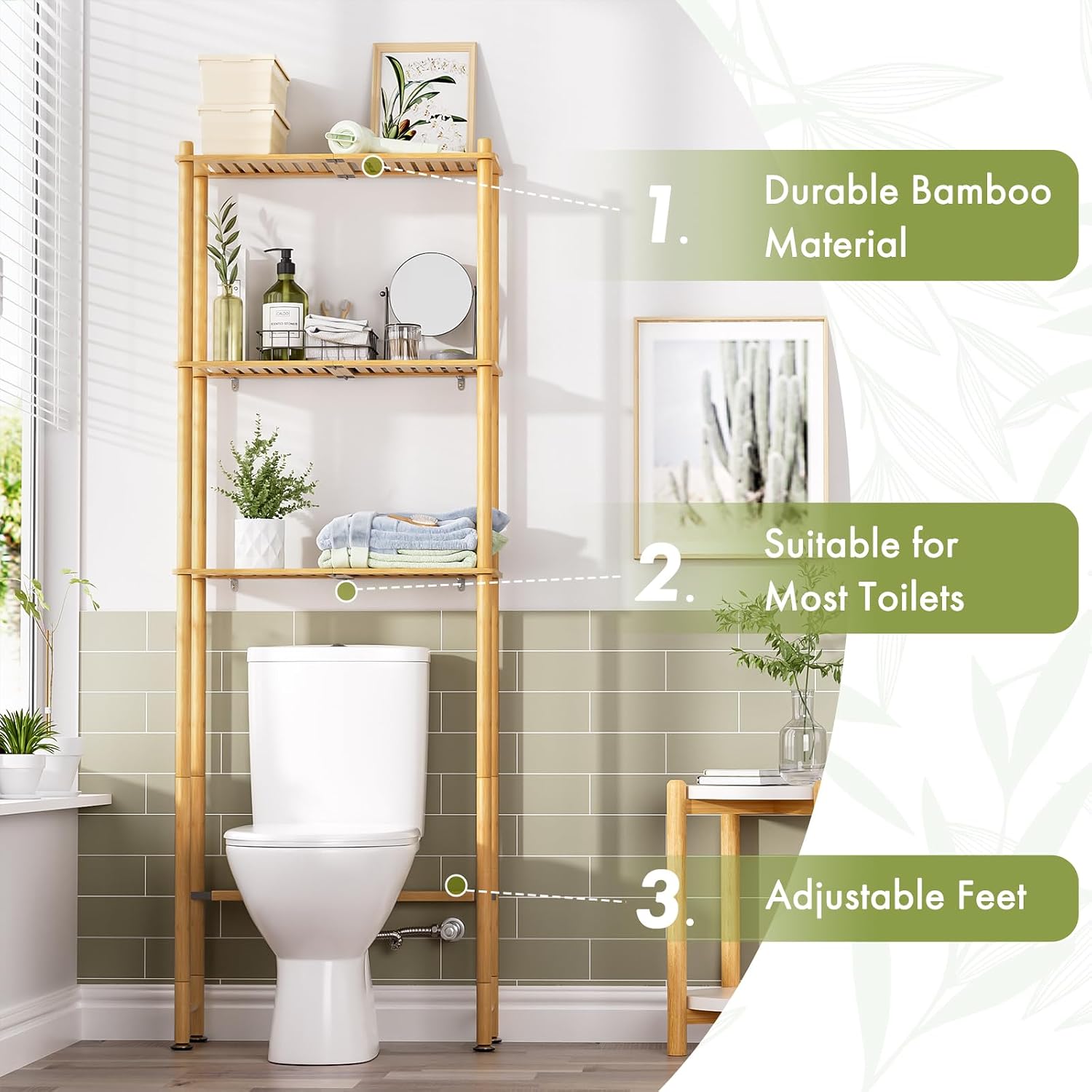 Bamboo Freestanding Over Toilet Shelf