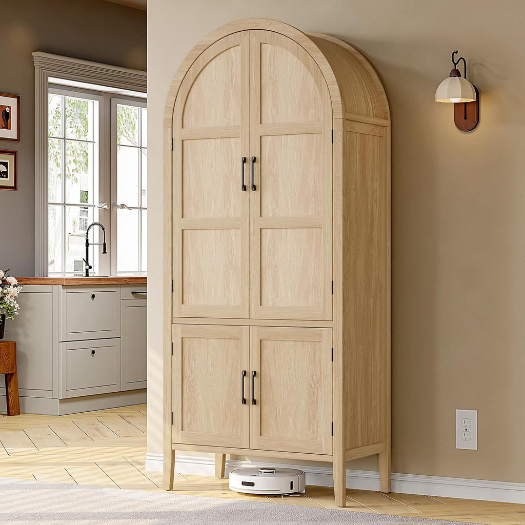 71" Arched Tall Pantry Cabinet with Doors