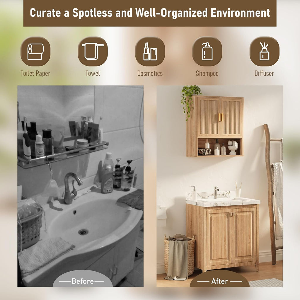 Oak Over Toilet Bathroom Wall Cabinet