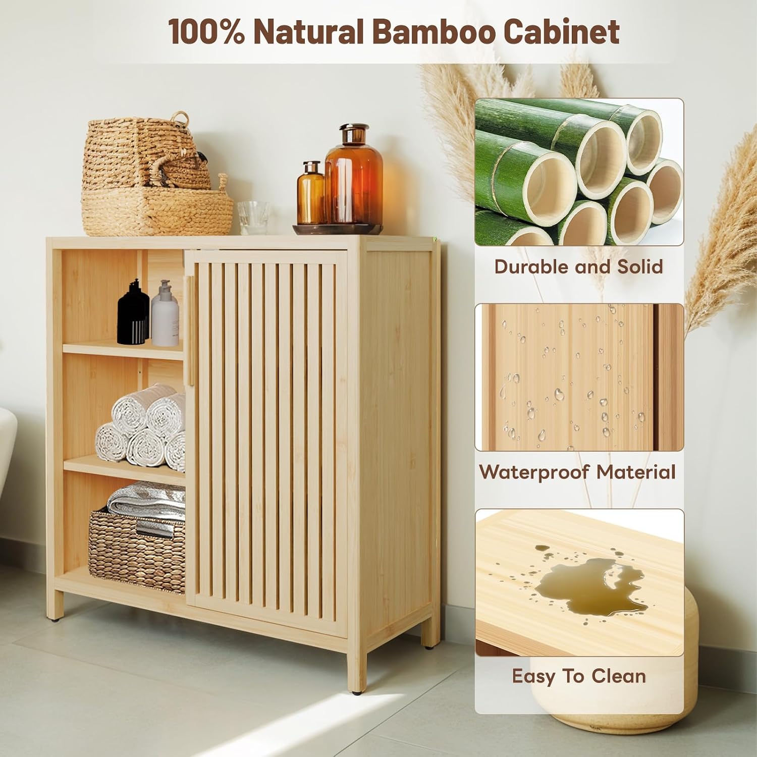 Bamboo Freestanding Bathroom Cabinet