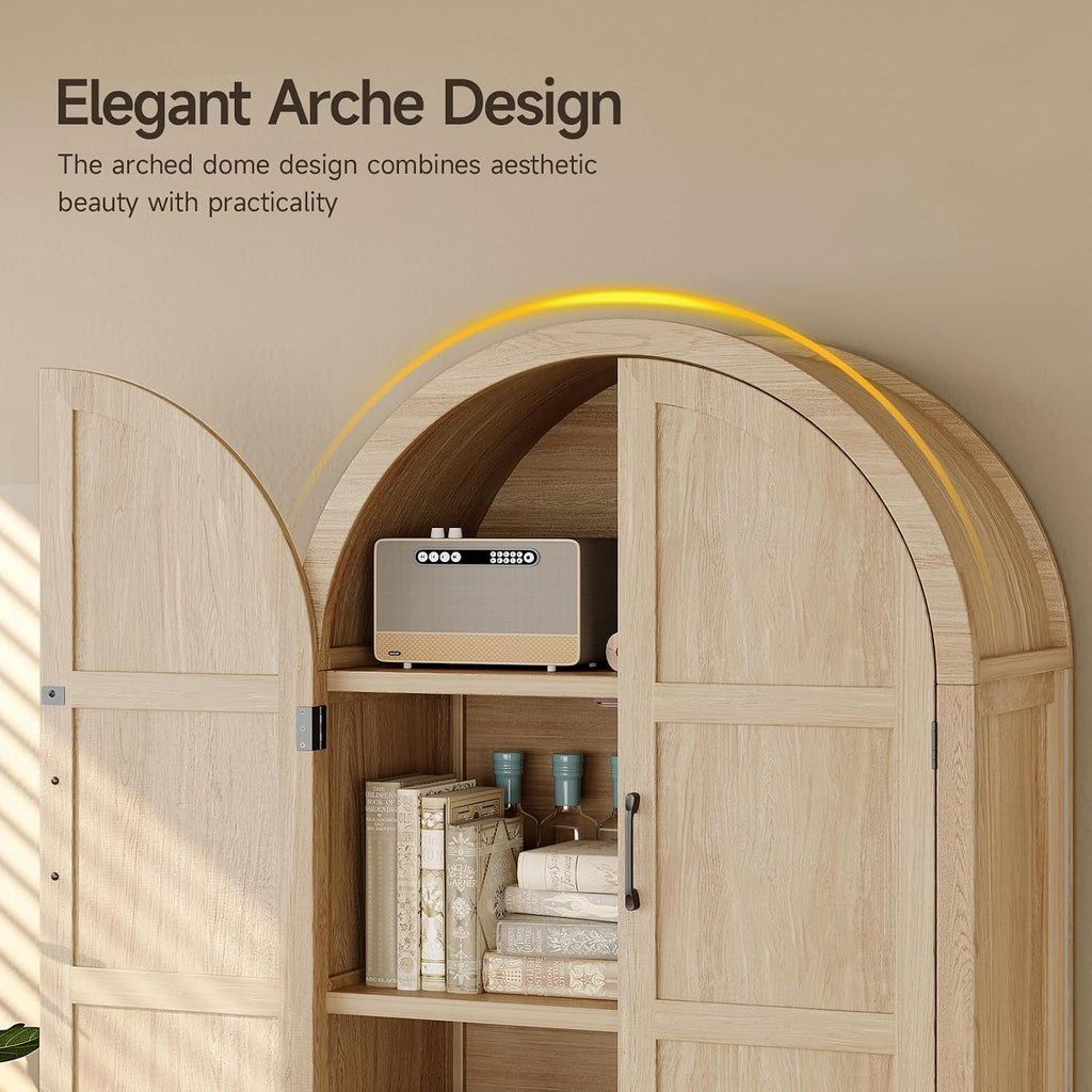71" Arched Tall Pantry Cabinet with Doors