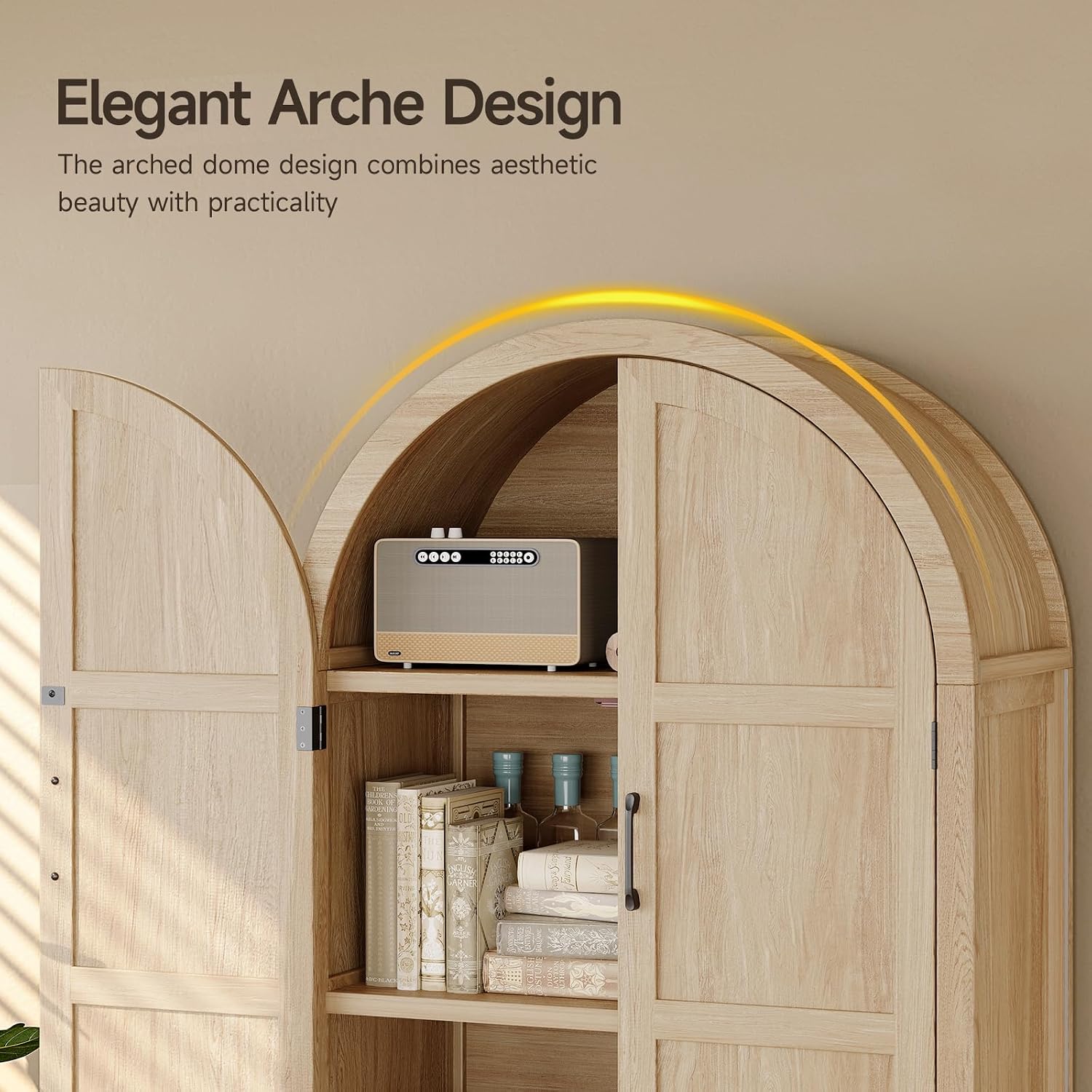 71" Arched Tall Pantry Cabinet with Doors