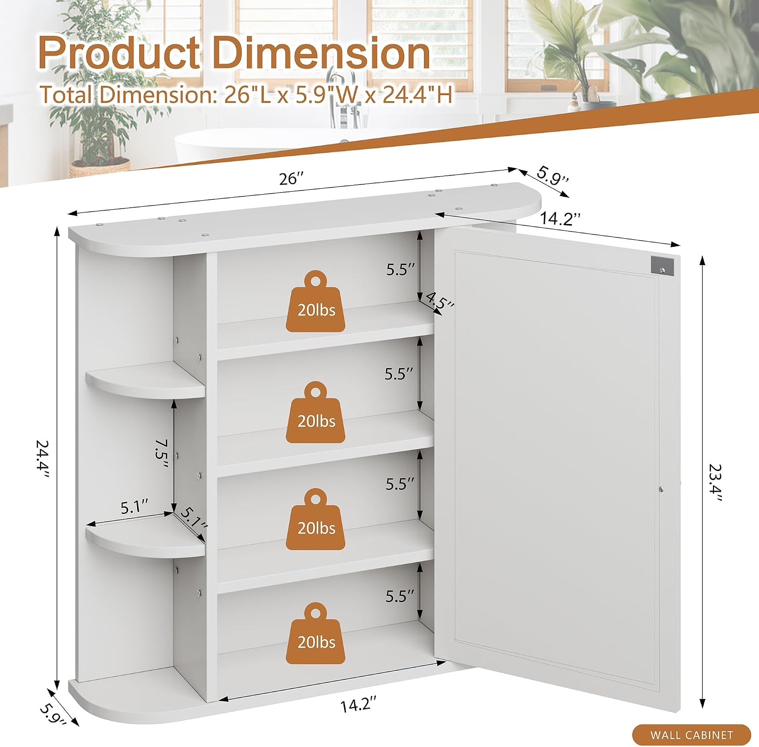 Wall Mounted Bathroom Mirror Cabinet