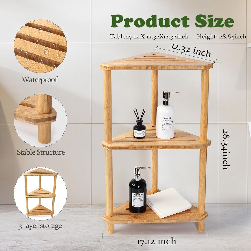 Bamboo Freestanding Shower Corner Shelf