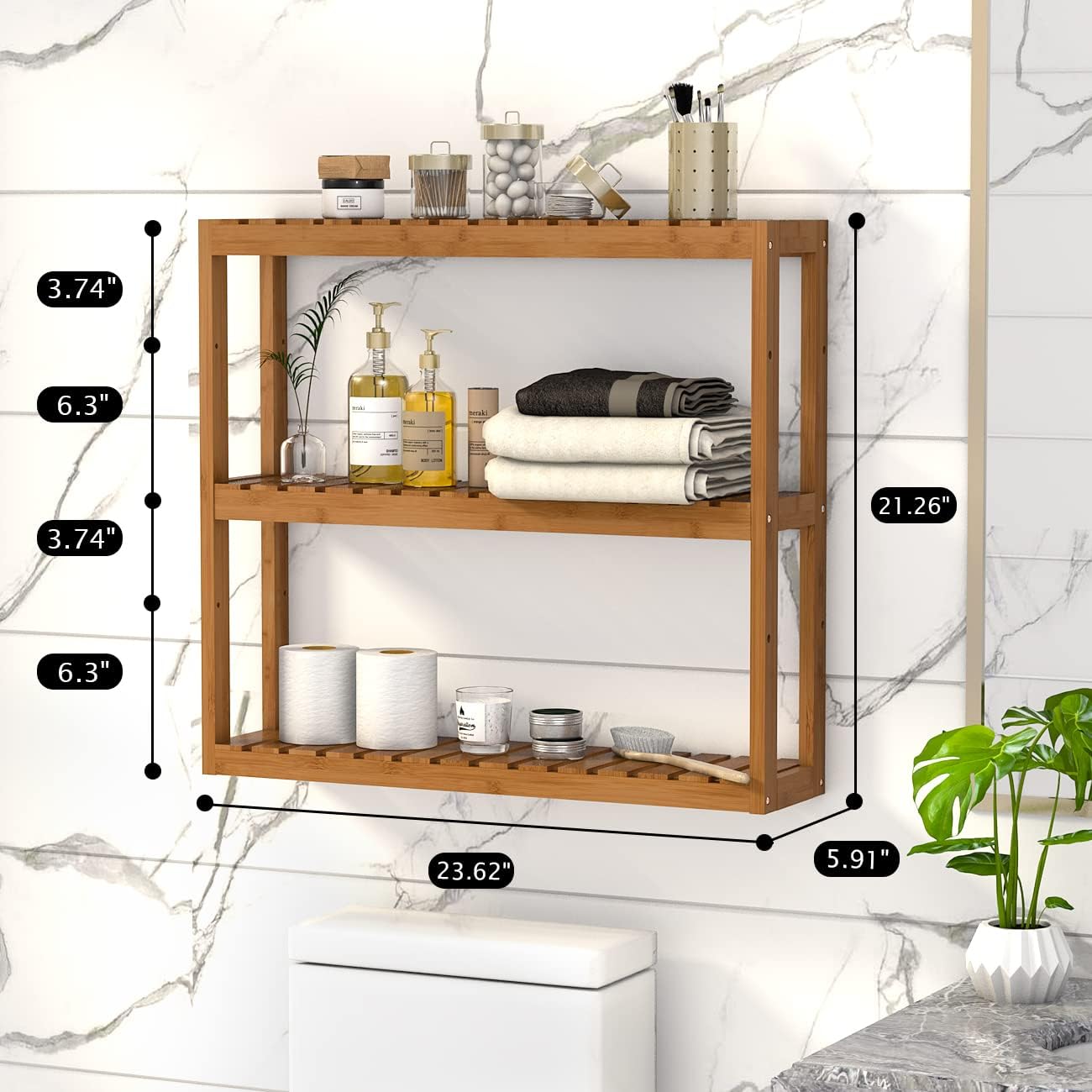 Bamboo Over Toilet Storage Shelf