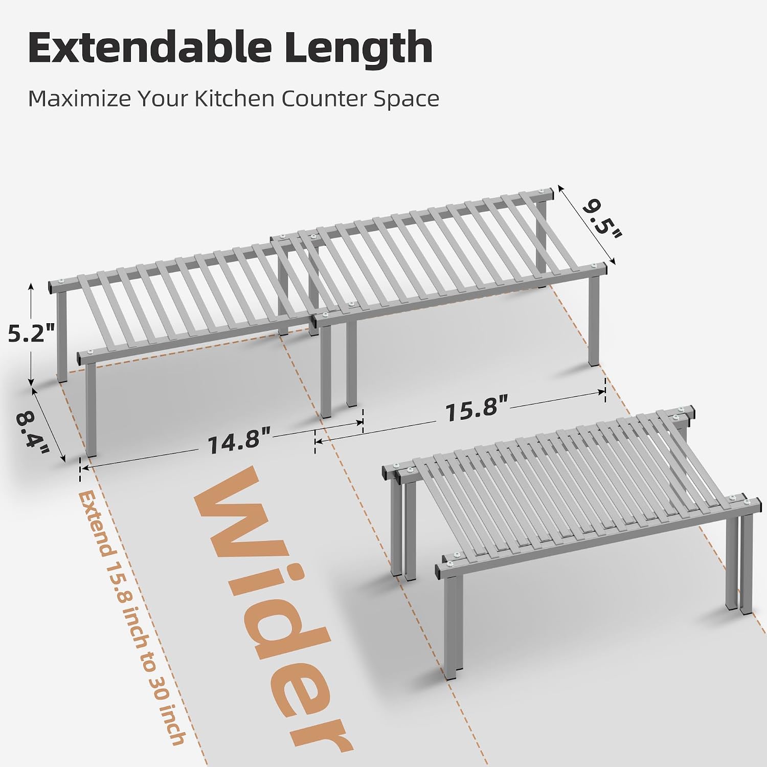 Stackable Metal Storage Shelf Set of 4