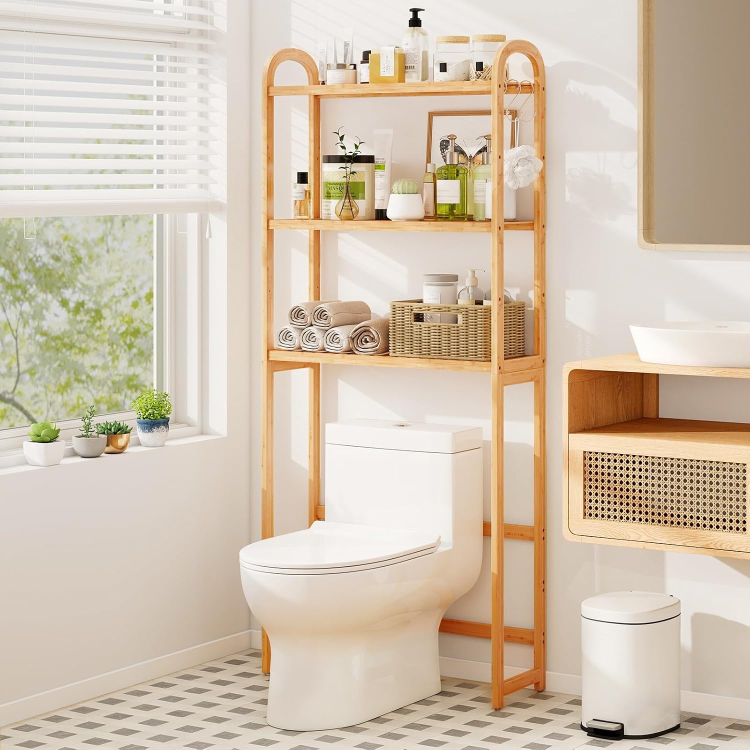 3-Tier Bamboo Over Toilet Storage Rack