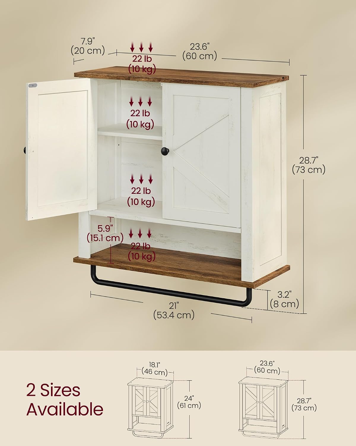 Farmhouse Wall Mount Bathroom Cabinet