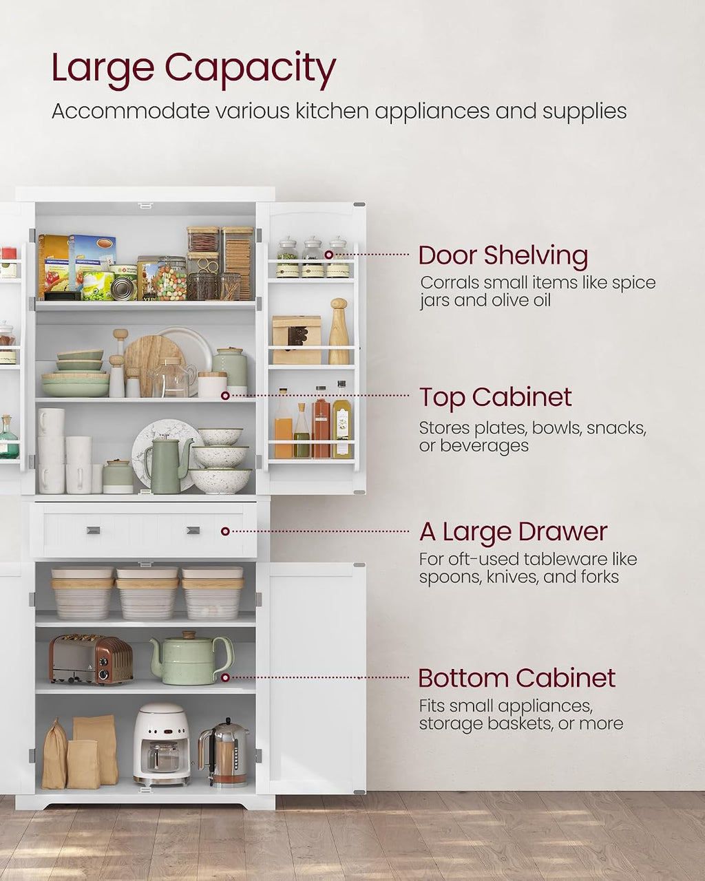 71.7" Tall Pantry Cabinet with Drawer