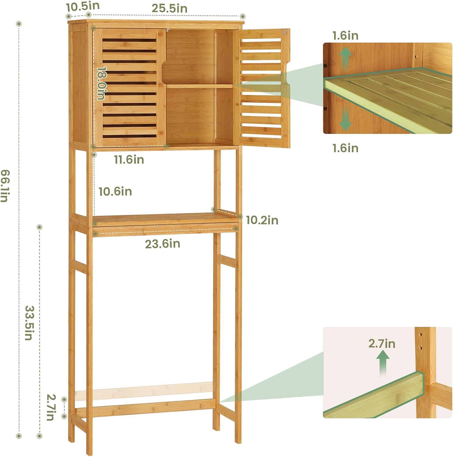 Bamboo Freestanding Over Toilet Cabinet