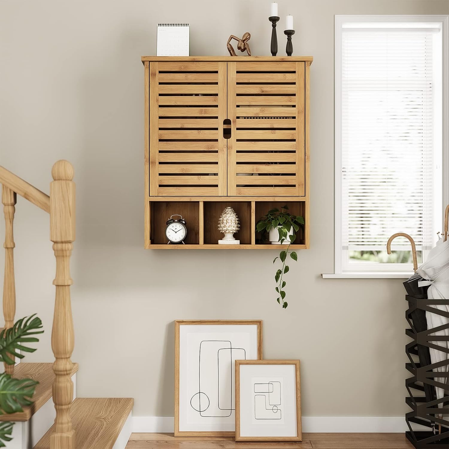 Bamboo Wall Mount Bathroom Cabinet