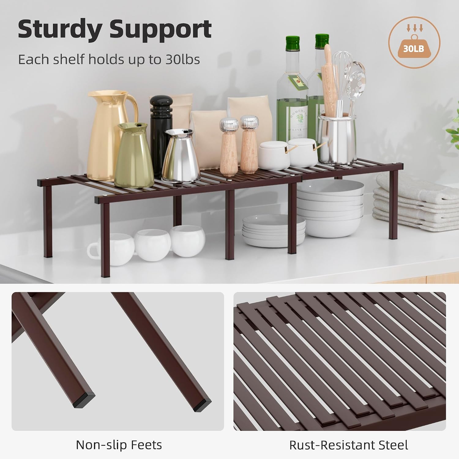 Stackable Metal Storage Shelf Set of 4