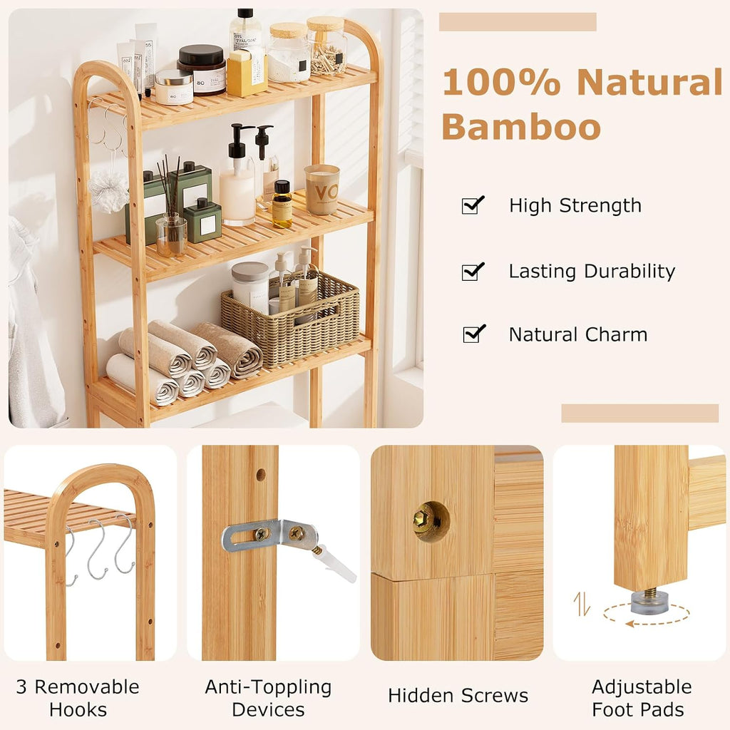 3-Tier Bamboo Over Toilet Storage Rack