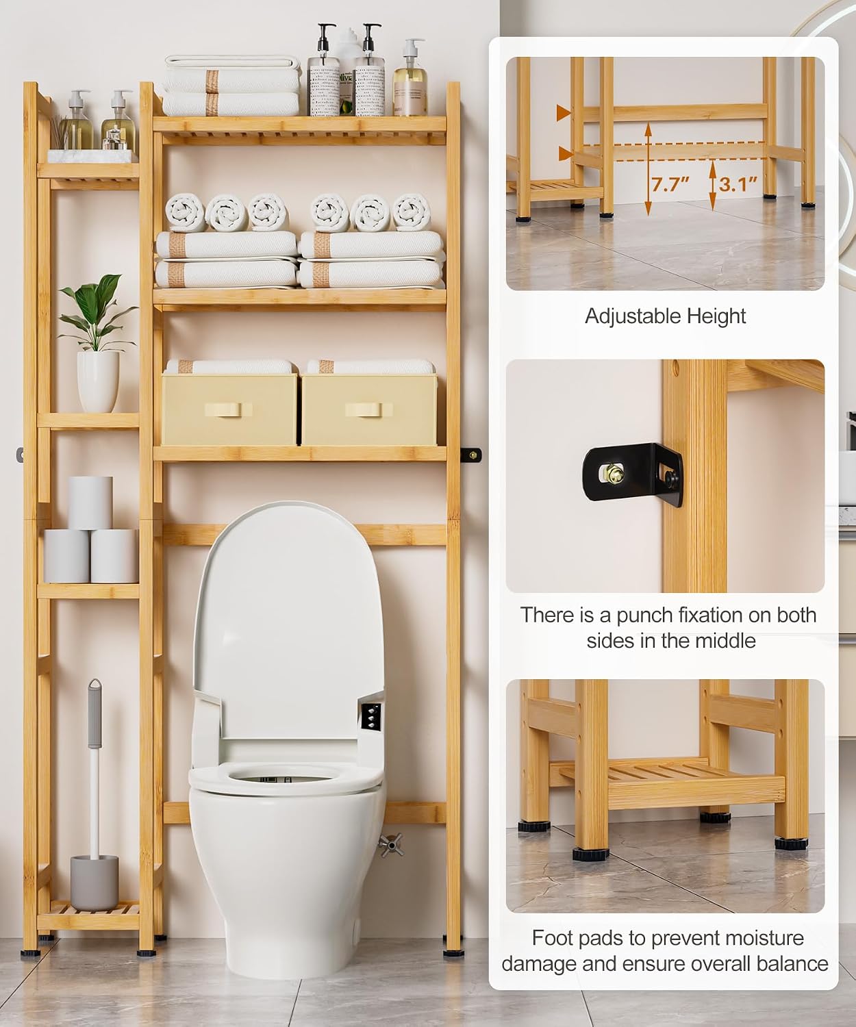 Bamboo Over Toilet Storage Rack