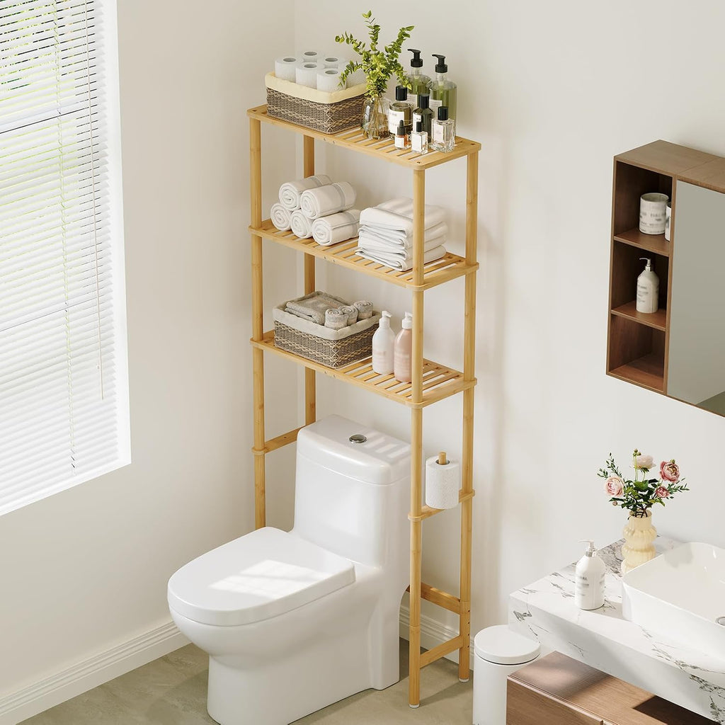 Bamboo Freestanding Over Toilet Shelf