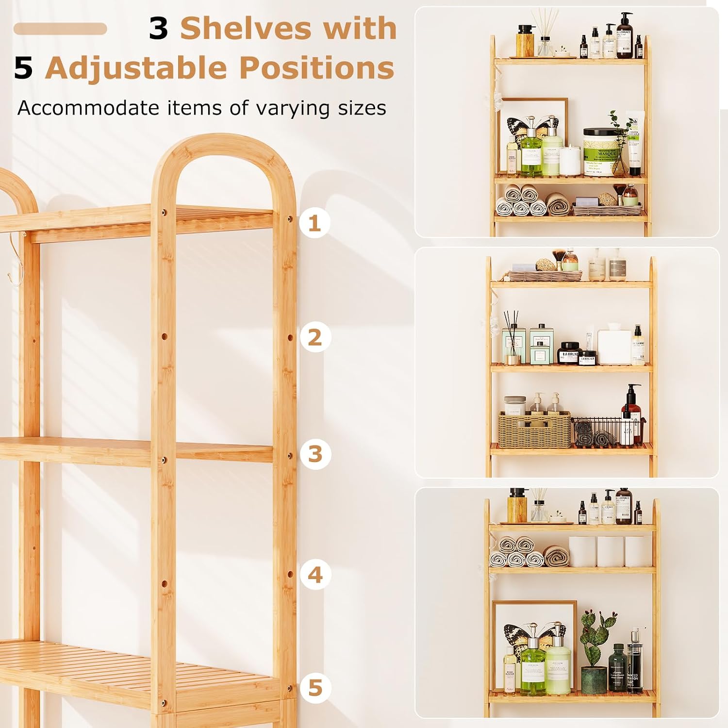 3-Tier Bamboo Over Toilet Storage Rack