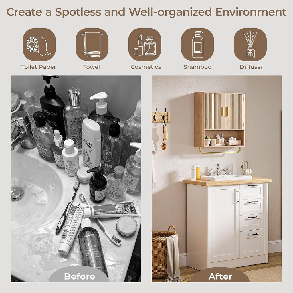 Fluted Door Bathroom Wall Cabinet