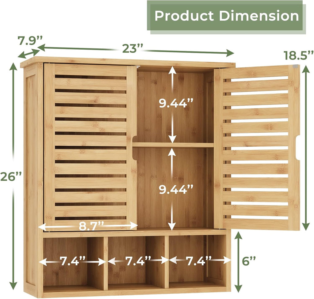 Bamboo Wall Mount Bathroom Cabinet