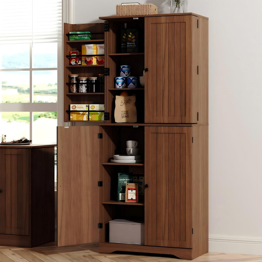 Tall Freestanding Pantry Storage Cabinet with Doors