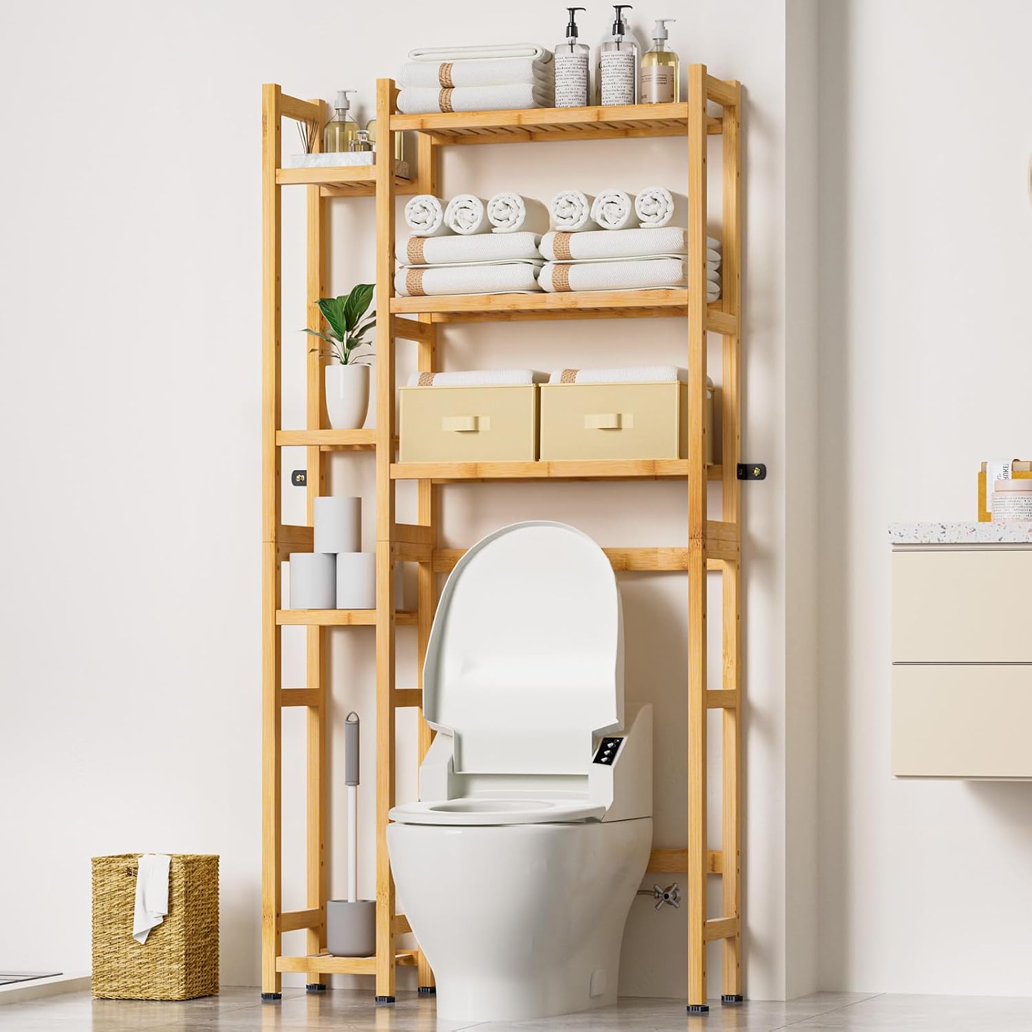 Bamboo Over Toilet Storage Rack
