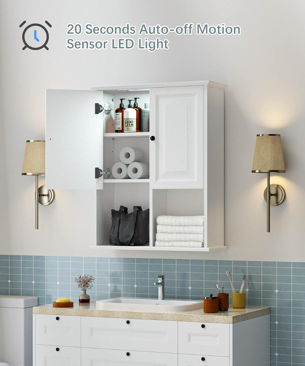 Wood Wall Mount Bathroom Cabinet With Light
